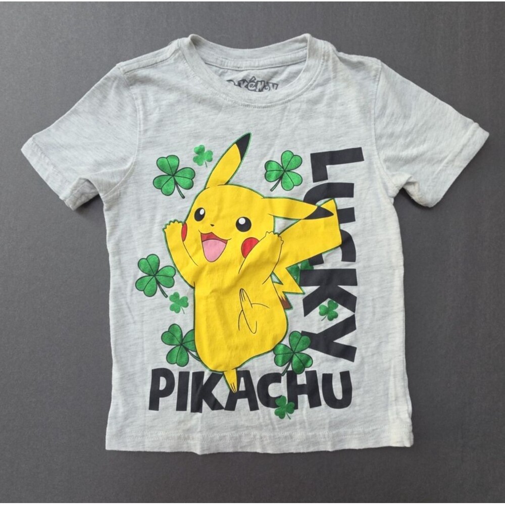 Pokemon Pikachu Kids Size 4-5  T-Shirt St Patrick’s Day Lucky Shamrock